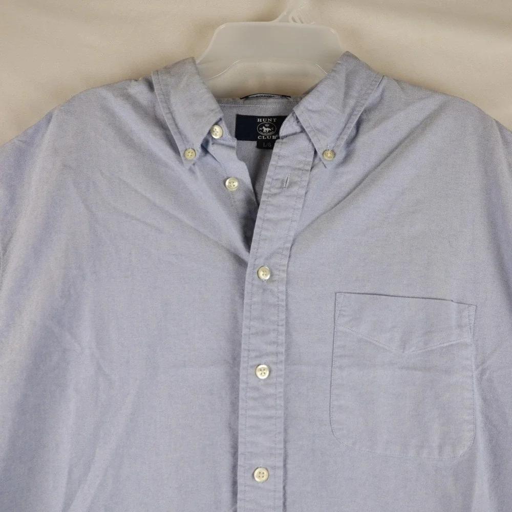 hunt club dress shirts Shirt Mens Large Blue Button Down Short Sleeve Oxford‎ Pocket Casual color_Light Green Sparkling Ariel Purple Dress Etsy Color:Lake 2F27900